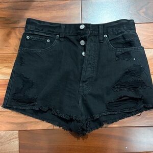 Abercrombie & Fitch Black Ripped Jean Shorts
